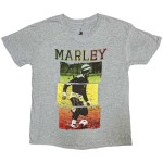 Bob Marley: Unisex T-Shirt/Football Text (Grey) (Large)