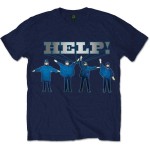 The Beatles: Unisex T-Shirt/HELP! Silver Logo (Dusk Blue) (Medium)