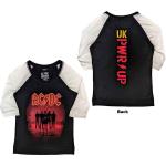 AC/DC: Ladies Raglan T-Shirt/PWR-UP UK (Back Print) (Small)