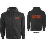 AC/DC: Unisex Zipped Hoodie/Logo (Back Print) (X-Large)