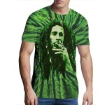 Bob Marley: Unisex T-Shirt/Smoke (Green) (Wash Collection) (Large)