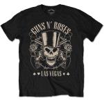 Guns N Roses: Guns N` Roses Unisex T-Shirt/Top Hat Skull & Pistols Las Vegas (Medium)