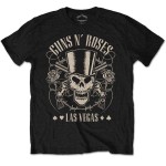 Guns N Roses: Guns N` Roses Unisex T-Shirt/Top Hat Skull & Pistols Las Vegas (Medium)