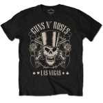 Guns N Roses: Guns N` Roses Unisex T-Shirt/Top Hat, Skull & Pistols Las Vegas (Black) (X-Large)