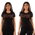 AC/DC: Ladies T-Shirt/Full Colour Logo (Black) (Embellished) (Large)