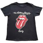 The Rolling Stones: Ladies T-Shirt/Sixty Plastered Tongue (Suede Applique) (Medium)