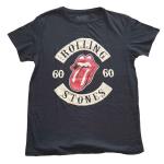 The Rolling Stones: Ladies T-Shirt/Sixty Biker Tongue (Suede Flock) (Medium)