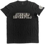 Avenged Sevenfold: Unisex T-Shirt/Logo & Death Bat (Applique) (Medium)
