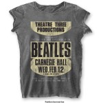 The Beatles: Ladies Burnout T-Shirt/Carnegie Hall (Charcoal Grey) (Medium)