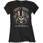 Guns N Roses: Guns N` Roses Ladies T-Shirt/Top Hat Skull & Pistols Las Vegas (Medium)
