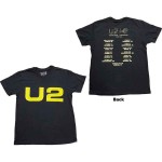U2: Unisex T-Shirt/Logo 2018 (Black) (Back Print & Ex-Tour) (Large)