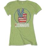 John Lennon: Ladies T-Shirt/Peace Fingers US Flag (Medium)