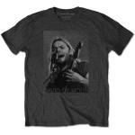 David Gilmour: Unisex T-Shirt/On Microphone Half-tone (Charcoal Grey) (X-Large)
