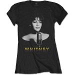 Whitney Houston: Ladies T-Shirt/Black & White Photo (Large)