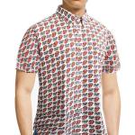 The Rolling Stones: Unisex Casual Shirt/Tongue and Text (All Over Print) (Medium)