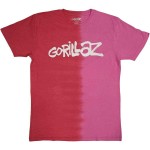 Gorillaz: Unisex T-Shirt/Two-Tone Brush Logo (Red) (Wash Collection) (X-Large)
