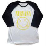 Nirvana: Unisex Raglan T-Shirt/Yellow Happy Face (Large)