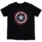 Marvel Comics: Unisex T-Shirt/Captain America Distressed Shield (Black) (Large)