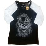 Guns N Roses: Guns N` Roses Ladies Raglan T-Shirt/Faded Skull (Medium)