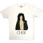 Cher: Unisex T-Shirt/Leather Jacket (White) (Large)