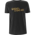 Queens Of The Stone Age: Unisex T-Shirt/Metallic Text Logo (Large)