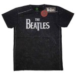 The Beatles: Unisex T-Shirt/Drop T Logo Snow Wash (Black) (Wash Collection) (Medium)
