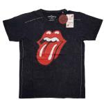 The Rolling Stones: Unisex T-Shirt/Classic Tongue (Wash Collection) (Large)