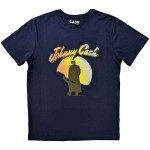 Johnny Cash: Unisex T-Shirt/Walking Guitar (Navy Blue) (Large)