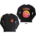 Nirvana: Unisex Long Sleeve T-Shirt/Gradient Happy Face (Back & Sleeve Print) (Small)