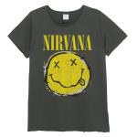 Nirvana: Worn Out Smiley Amplified Vintage Charcoal x Large Ladies t Shirt