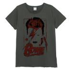 David Bowie: Aladdin Sane Amplified Vintage Charcoal Small Ladies t Shirt
