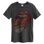 Rolling Stones: Rainbow Tongue Amplified Large Vintage Charcoal t Shirt