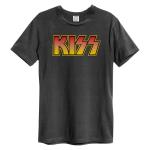 Kiss: - Classic Logo Distressed Amplified Small Vintage Charcoal t Shirt