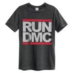 Run Dmc: Logo Amplified Small Vintage Charcoal t Shirt