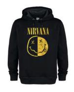 Nirvana: Spliced Smiley Amplified Vintage Black Small Hoodie Sweatshirt