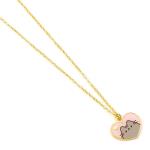 Pusheen: the Cat Pink Enamel and Gold Heart Necklace