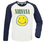 Nirvana: 2 Tone Vintage White / Navy Large Baseball Jersey