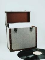 Grey Fabric: LP Record Storage Carry Case Grey Fabric