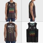 Bob Marley: Iron Lion Zion Black Basketball Jersey Medium