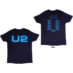 U2: Unisex T-Shirt/Logo E+I 2018 Tour Dates (Navy Blue) (Back Print & Ex-Tour) (X-Large)