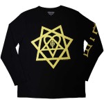 HIM: Unisex Long Sleeve T-Shirt/Heartagram Honeycomb (Black) (Sleeve Print) (Medium)