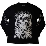 Slayer: Unisex Long Sleeve T-Shirt/White Skulls (Black) (Sleeve Print) (Large)