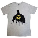 DC Comics: Unisex T-Shirt/Batman Silhouette Drip (Grey) (X-Large)