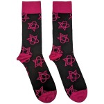 HIM: Unisex Ankle Socks/Mini Pink Heartagrams (Black) (UK Size 7 - 11)