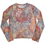 James Brown: Ladies Long Sleeve Crop Top/Funky (Light Blue) (Mesh) (X-Large)