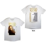 Shania Twain: Unisex T-Shirt/Tour 2018 Mic Photo (White) (Back Print & Ex-Tour) (Large)
