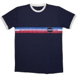 Oasis: Unisex Ringer T-Shirt/1996 Tour Horizontal Stripes (Navy Blue) (Large)