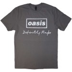 Oasis: Unisex T-Shirt/Definitely Maybe Distressed Text Logo (Charcoal Grey) (Large)