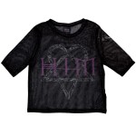 HIM: Ladies Crop Top/Heartagram & Logo (Black) (Mesh) (Large)