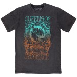 Queens Of The Stone Age: Unisex Stone Wash T-Shirt/Montage (Charcoal Grey) (X-Large)